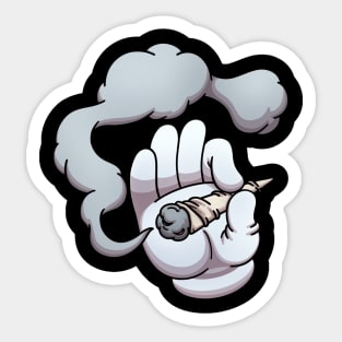 Cartoon Hand Holding A Joint Sticker